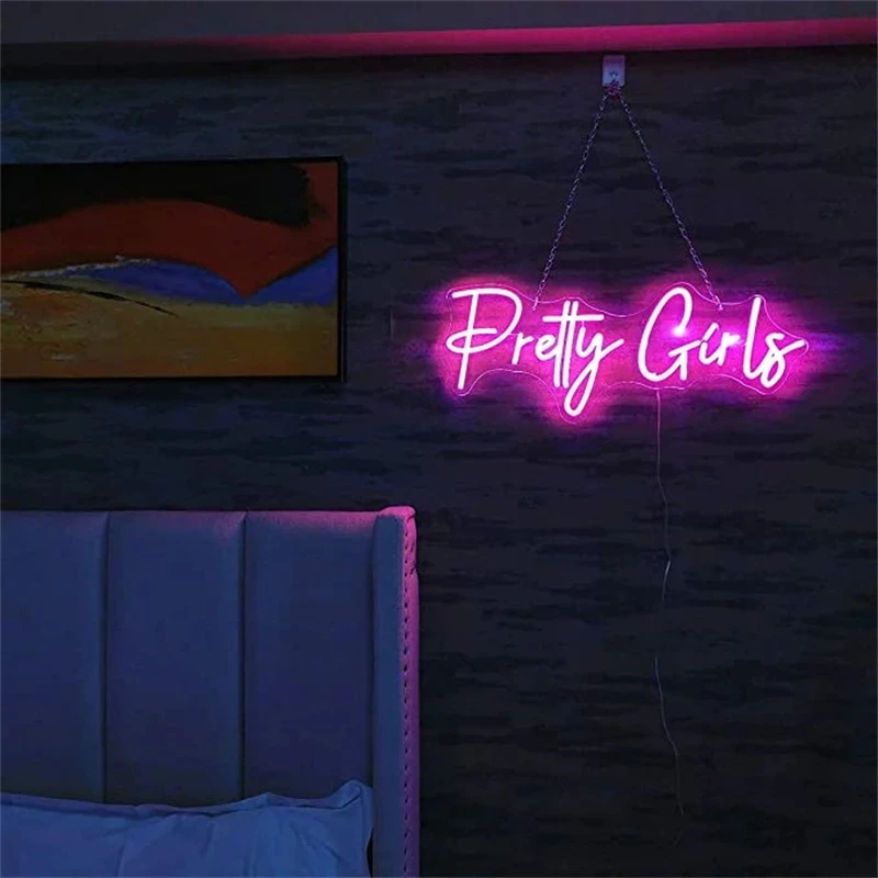 LED Pretty Girls Neon Sign Light 5V Gym Sign Tube USB With Switch Light Night Lamps Wall Art For Room Decor Halloween Party Bar