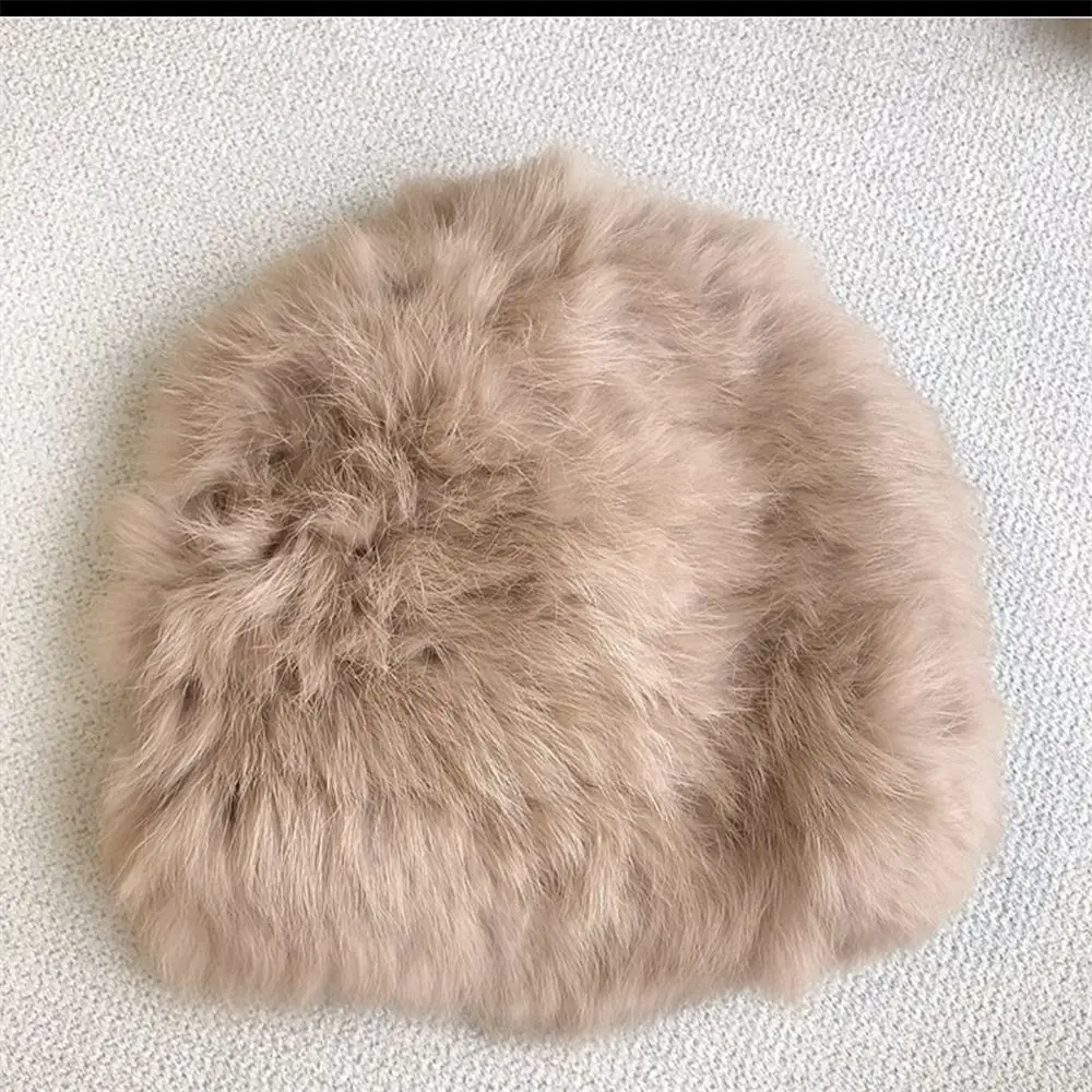 

Fashion Snow Cap Women Natural Fluffy Rabbit Fur Hat Fluffy Fur Caps Luxury Hats Winter Warm