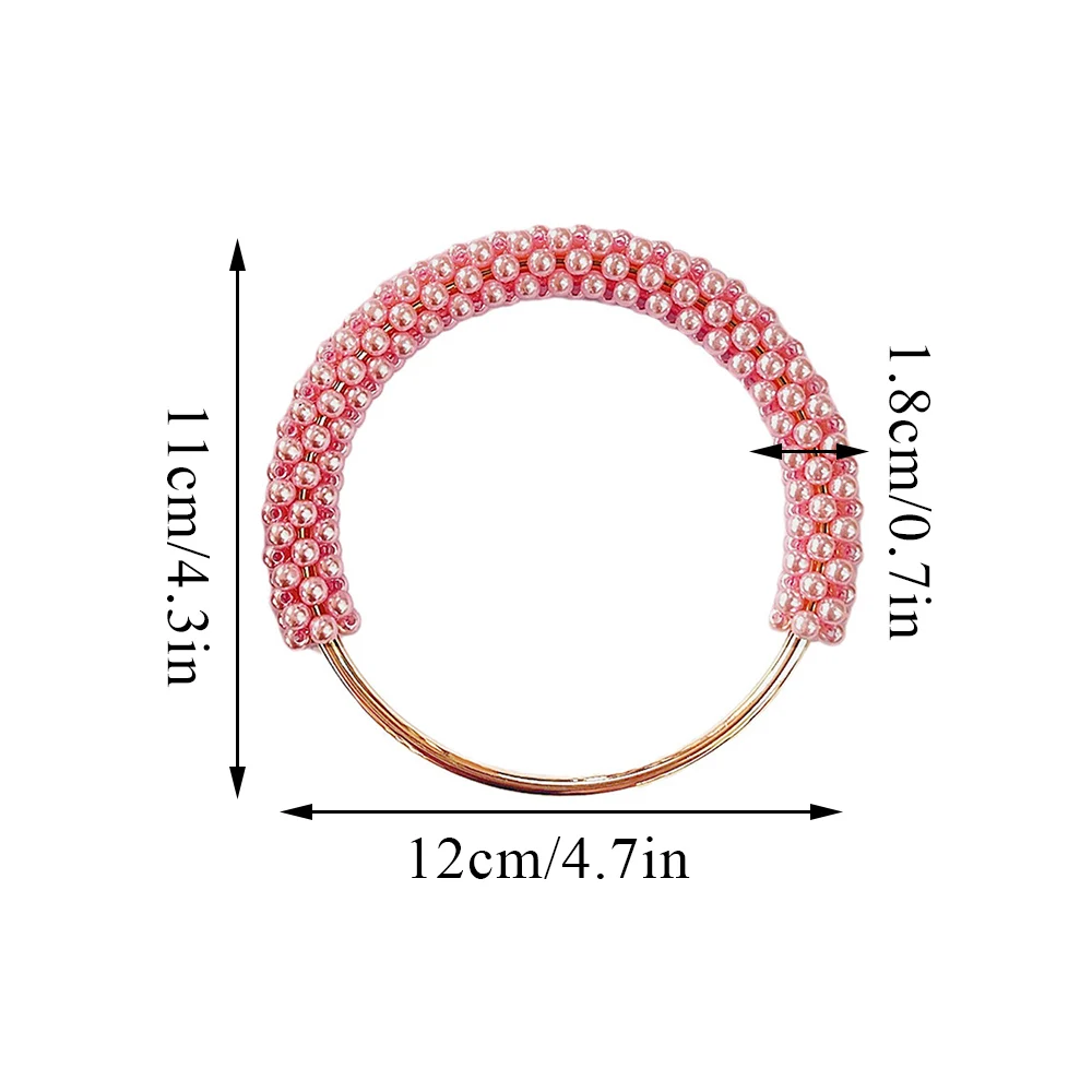 1PC 12cm Pearl Round Bag Handle Metal Ring Braided Colorful Beads for Women Handbag Purse Frame DIY Handmade Bag Accessories