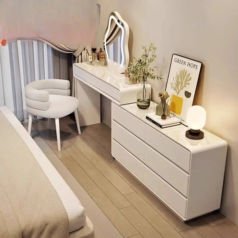 

Professional Decoration Vanity Table Europe Drawer White Salon Vanity Table Mirror Modern Coiffeuse De Chambre Furniture