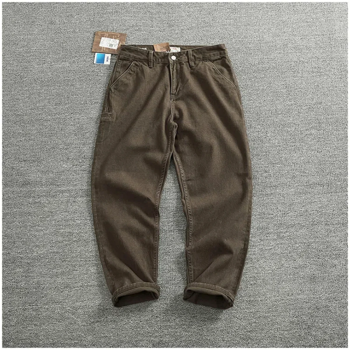 

Solid Color Overalls Men's Straight Leg CHINO Casual Pants Heavy Cotton Loose Cone Pants