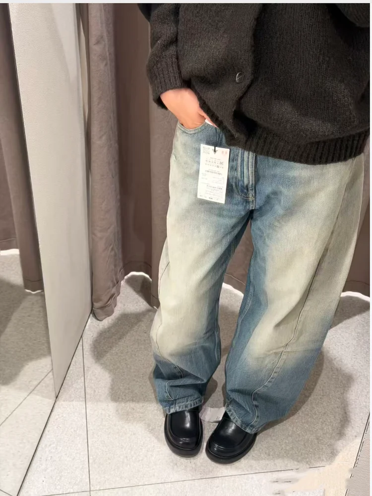 فضفاض صديقها Sle الجينز بالون قطع سكين القطن عارضة المرأة قسط الدنيم السراويل الخريف وصول جديد