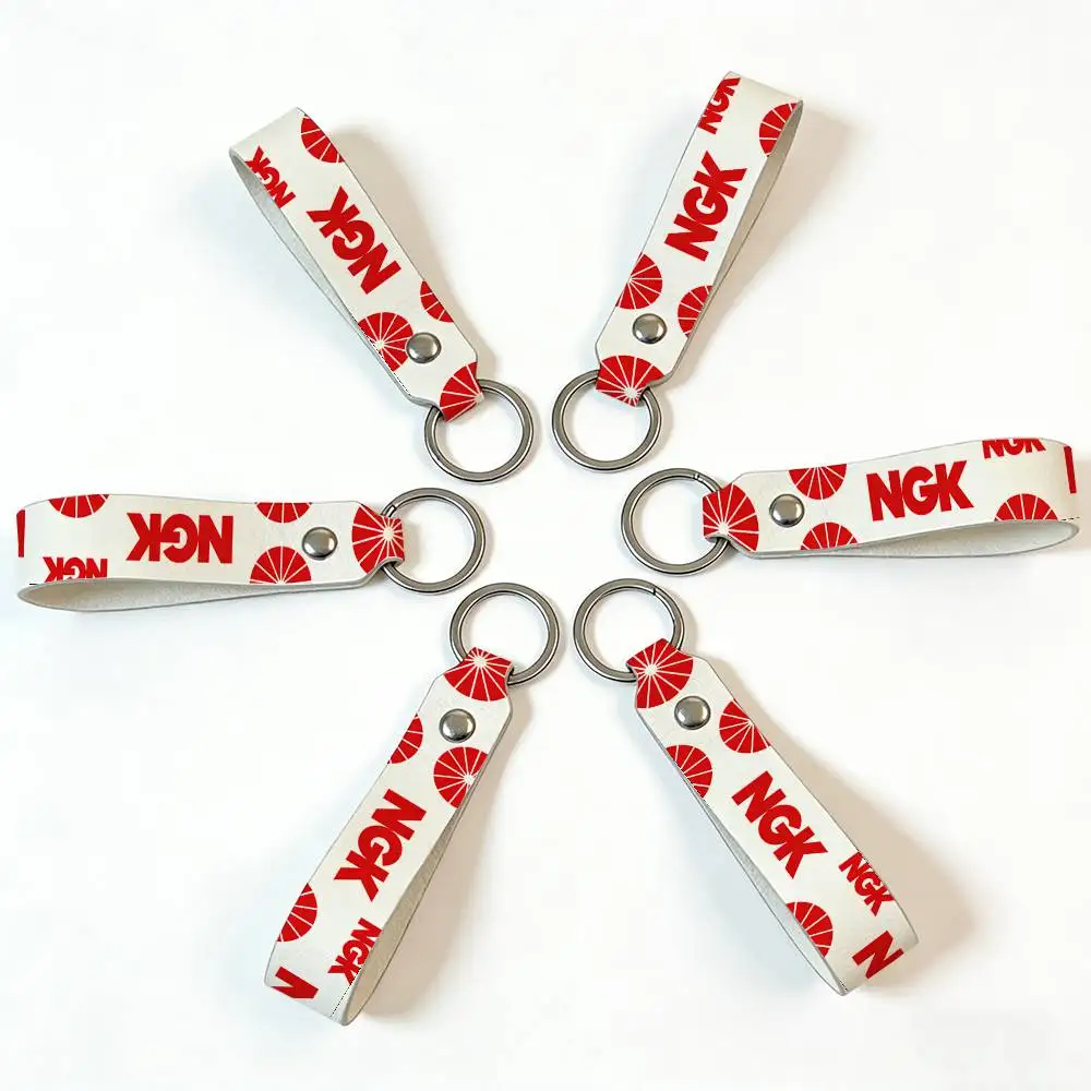 For Ngk High Quality PU Leather Moto Keychain Vintage Style Key Pendant For Scooter Motocross