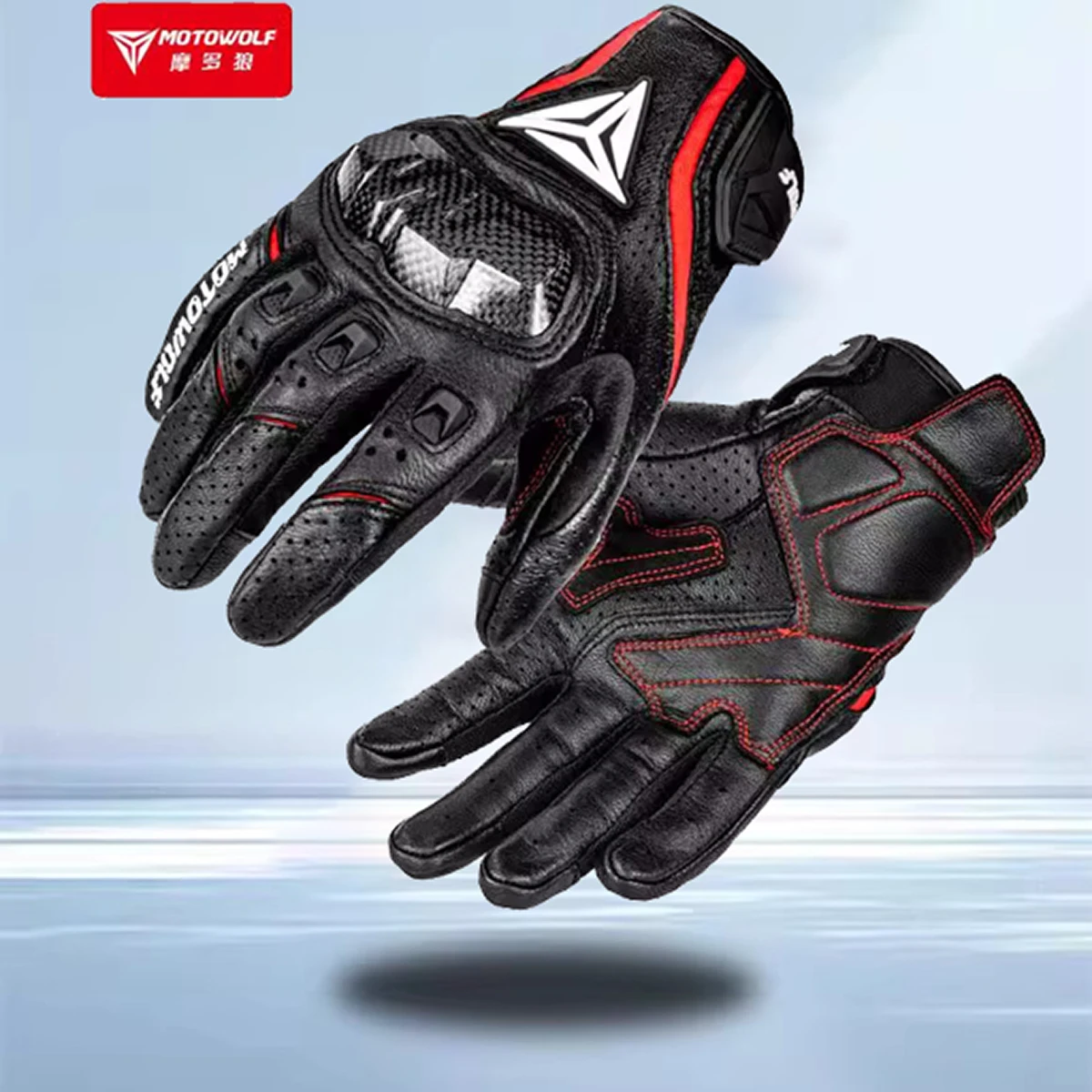 White Motorbike Racing Sports Gloves Man Woman Leather Summer Riding Carbon Fiber Knuckle Glove Motocross & Off-Road Accessories