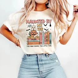 Trendy Printed Many Books Too Little Time T-Shirt Clothing Cute Summer 90s Style O-Neck Women's T-Shirt Cartoon Halloween Top