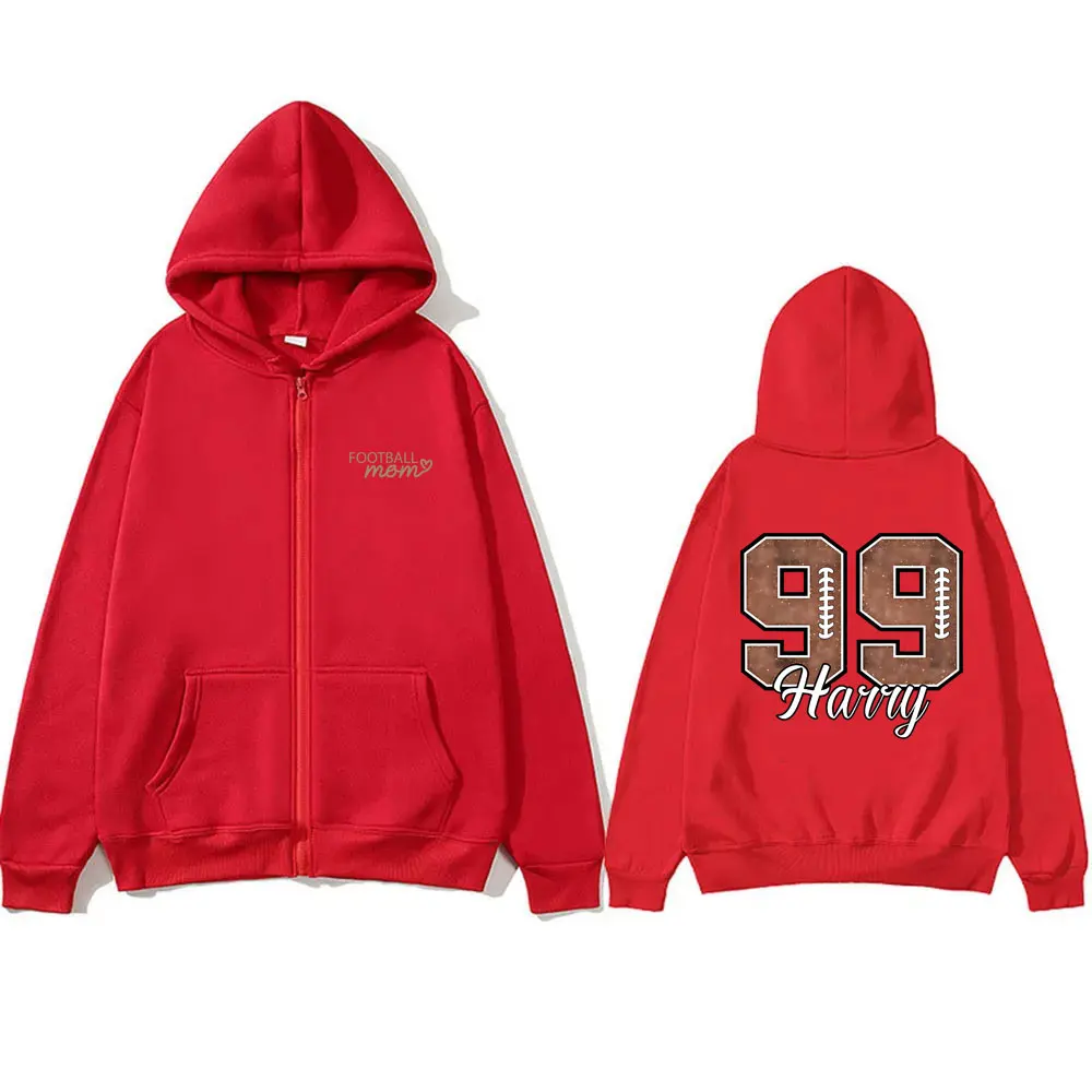 Football Mom Zipper Hoodie Male Fashion Streetwear Men Women Casual Oversized Sports Zip Up Jacket Unisex Fleece Cotton Hoodies