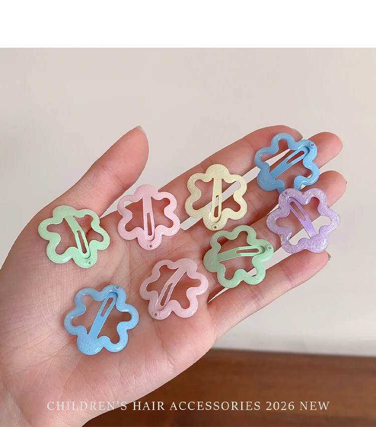 10 Stück/Set Pastellfarbene Bonbon-Haarspangen für Kleinkind-Mädchen Stern-Wolken-Blumen-Form Schonende Haarklammern für Babys und Kinder 2026 – Detail 4
