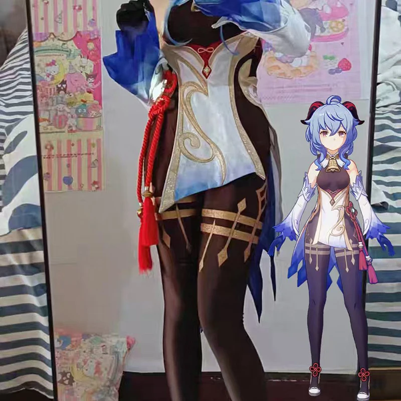 Genshin Impact Ganyu Cosplay Collant Anime Corrispondenza Stampa Decorazione Calze Gioco di ruolo Calzini Costumi di Halloween Calzino lungo