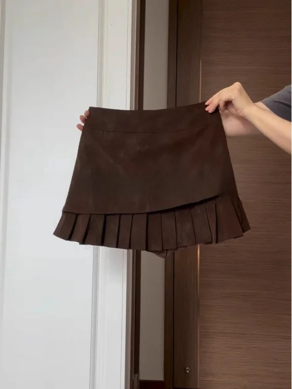 

High Waist A-Line Midi Skirt Women's Faion College Sle Pleated Skirts Korean Version Stand Fit Winter Season
