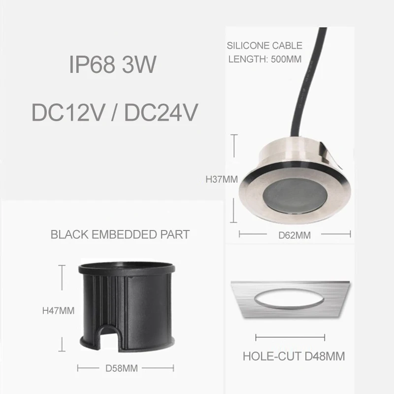 4PCS Mini 3W RGB LED Underground Lamp IP67 12V 24V Outdoor Street Corridor Ground Buried Light Garden Street RGBW LED Spotlight