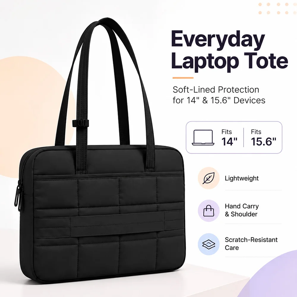 15.6 Inch Laptop Tote Bag Notebook Quilted Padded With Luggage Strap For Apple Macbook Pro Air Xiaomi HP Dell Shockproof Handbag