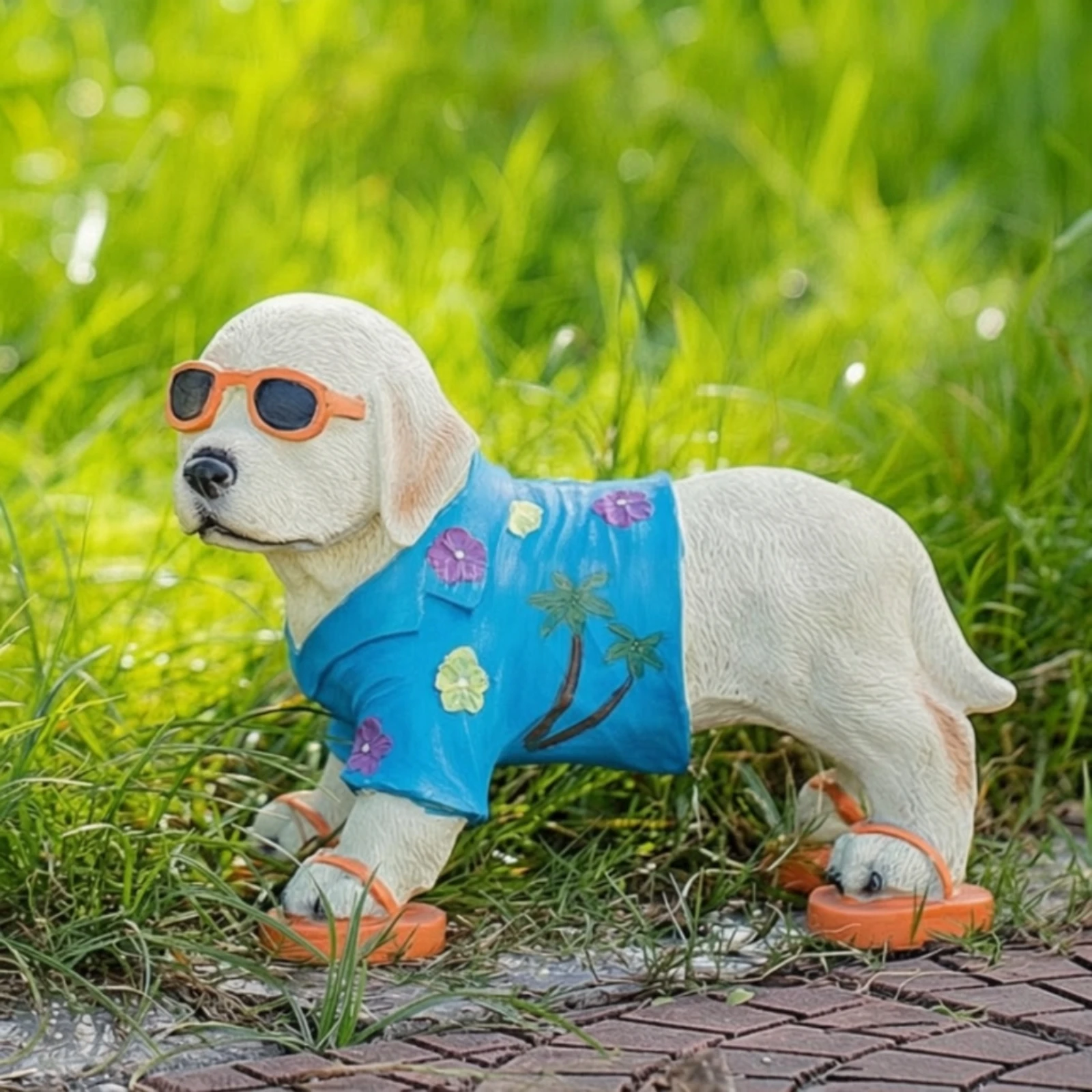 Dog Statue with Butterfly Light Compact Garden Statue with Butterfly Sturdy Hand-Painted for Gardeners, Patio, Lawn