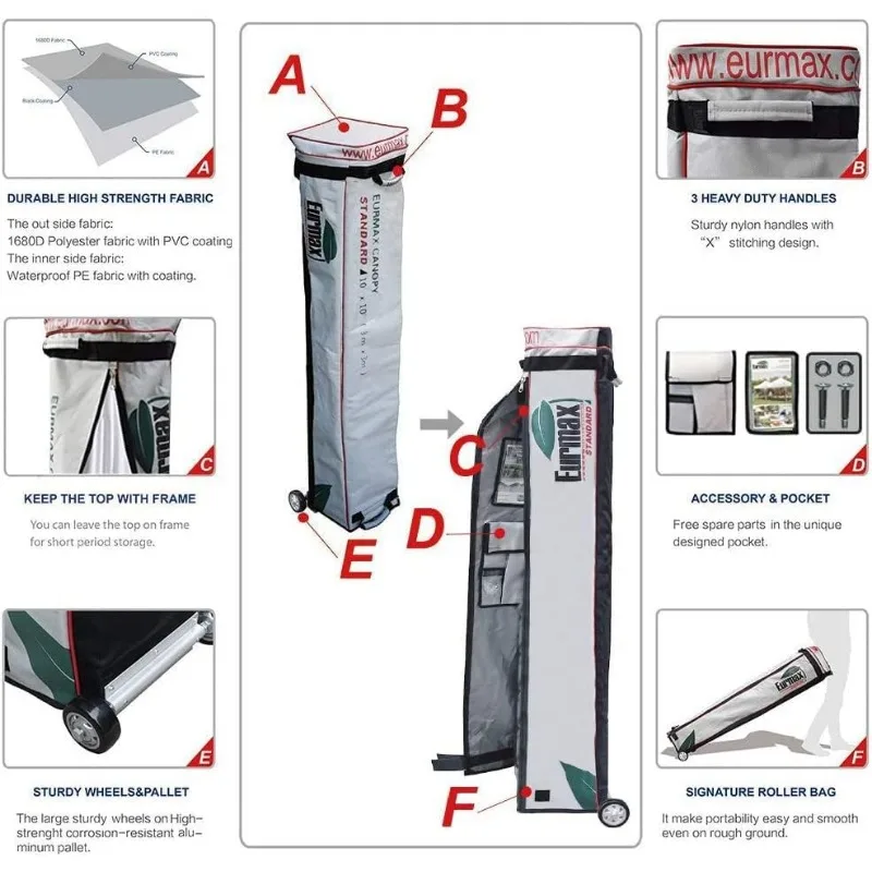 Barraca comercial do dossel do PNF-acima, dosséis instantâneos com 4 zíper removível, paredes laterais da extremidade e saco do rolo, EUA, 10 'x 10'