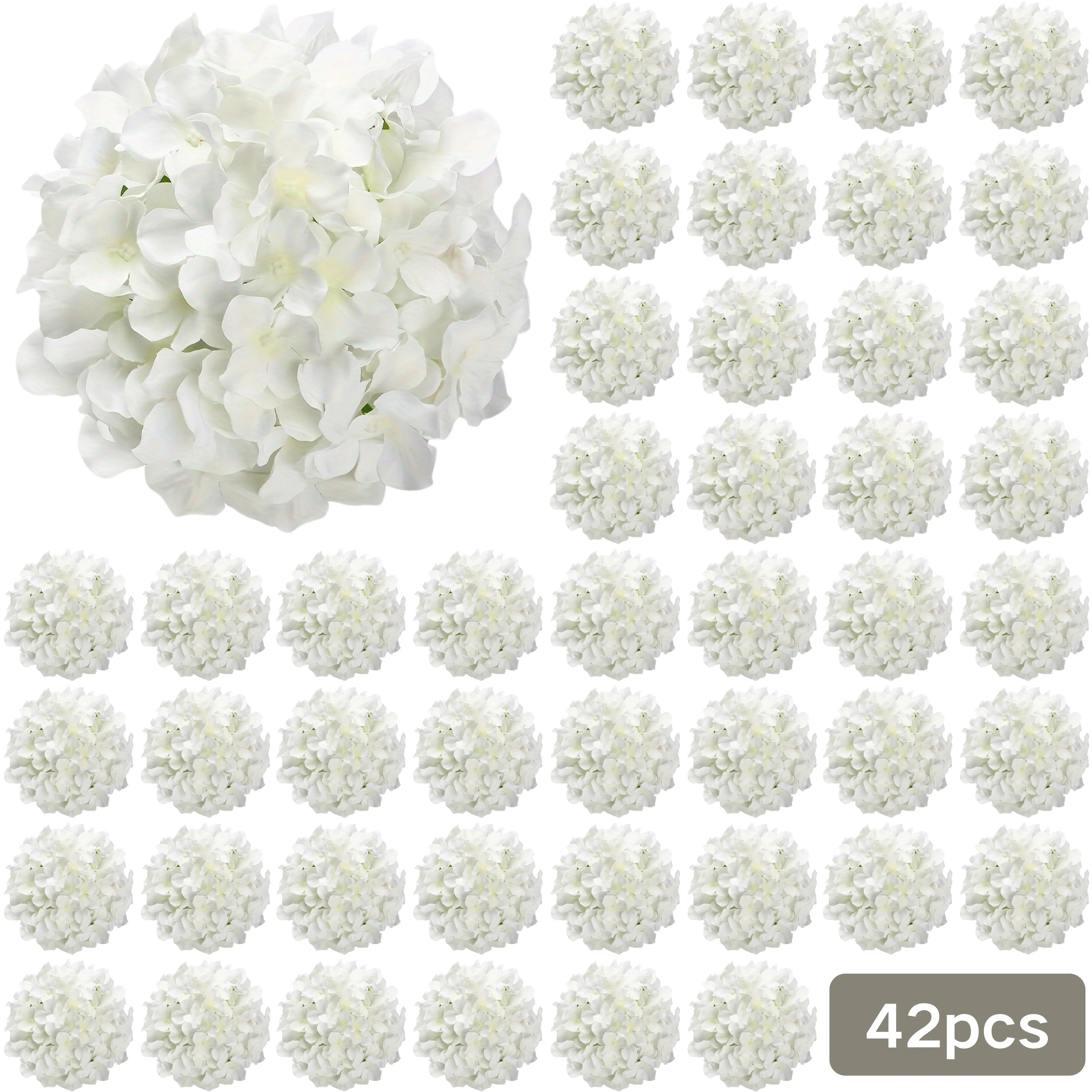 

42pcs White Artificial Hydrangea Fake Flowers Elegant Home Decor Gift Faux Wedding Valentine'S Day Shopping Mall Decoration