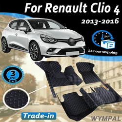 Custom Auto Luxury Leather Car Floor Mat For Renault Clio 4 2013 2014 2015 2016 Car Mat Full Set Women Waterproof Accessories