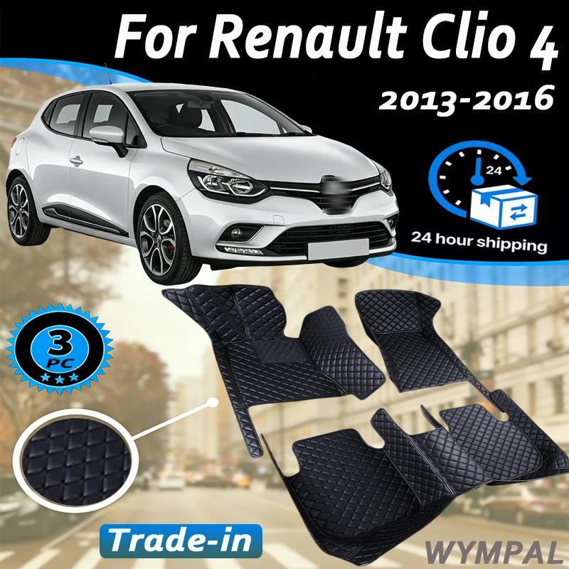 Custom Auto Luxury Leather Car Floor Mat For Renault Clio 4 2013 2014 2015 2016 Car Mat Full Set Women Waterproof Accessories
