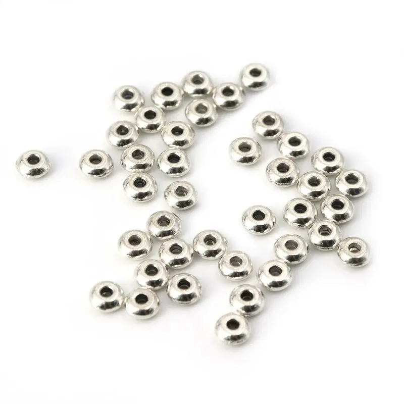 100pcs Tibetan Silver Gold Color Metal Big Hole Circle Spacer Loose Beads For Jewelry Making Finding Accessories Wholesale Bulk