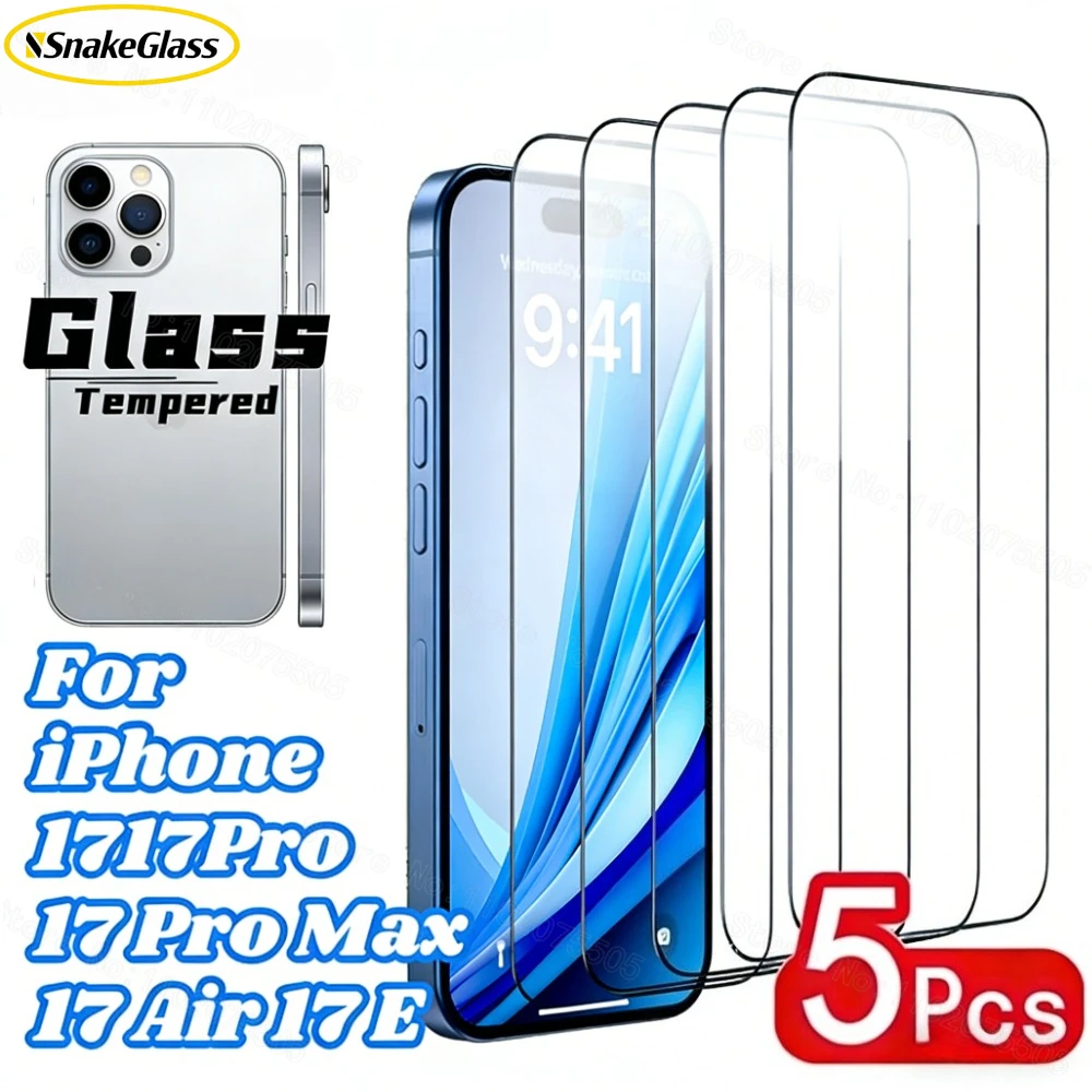 

5Pack Tempered Glass for iPhone 17 Pro Max High Definition Screen Protector For iPhone 17E 17 Pro Max 16 15 14 13 12 11 Series