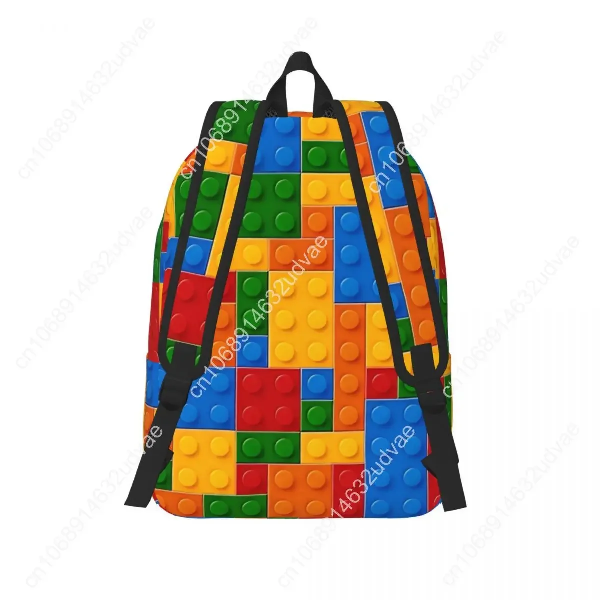 Ransel Konstruksi Mainan Blok Bangunan Tas Kanvas Pria Wanita Remaja Sekolah Perjalanan Warna-warni Lucu Tas Kanvas Kuliah Ringan