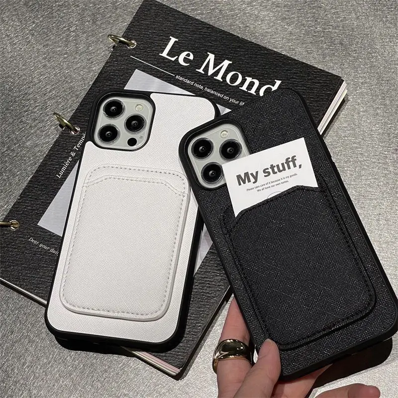 Leather card case for iPhone 14 phone case insert card iPhone 13promax full package 11 fashion 12pro put card 15 protective case