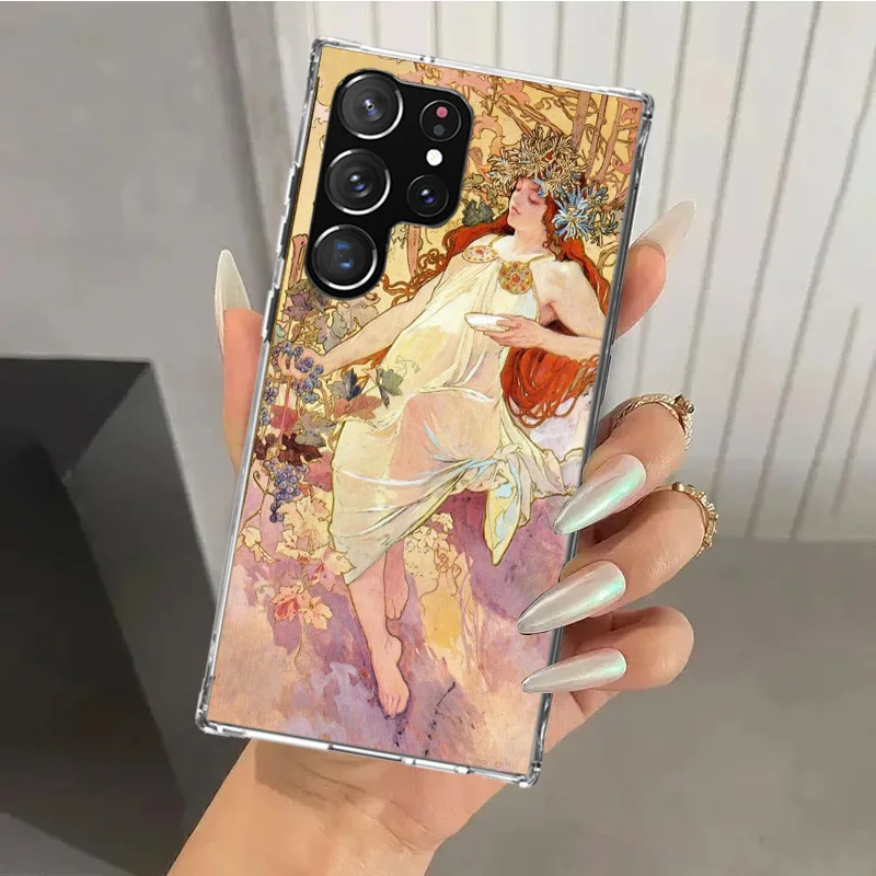 Alfons Mucha Primavera Phone Case for Samsung Galaxy Note 20 Ultra 10 Pro 9 8 S10 Lite S9 Plus S8 + S7 Edge Funda Print Shell No