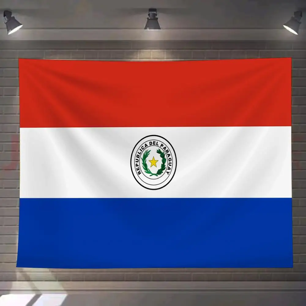 

Paraguay Flag Tapestry Custom Living Bedroom Party Dormitory Interior Wall Bohemian Decoration Attached Clip