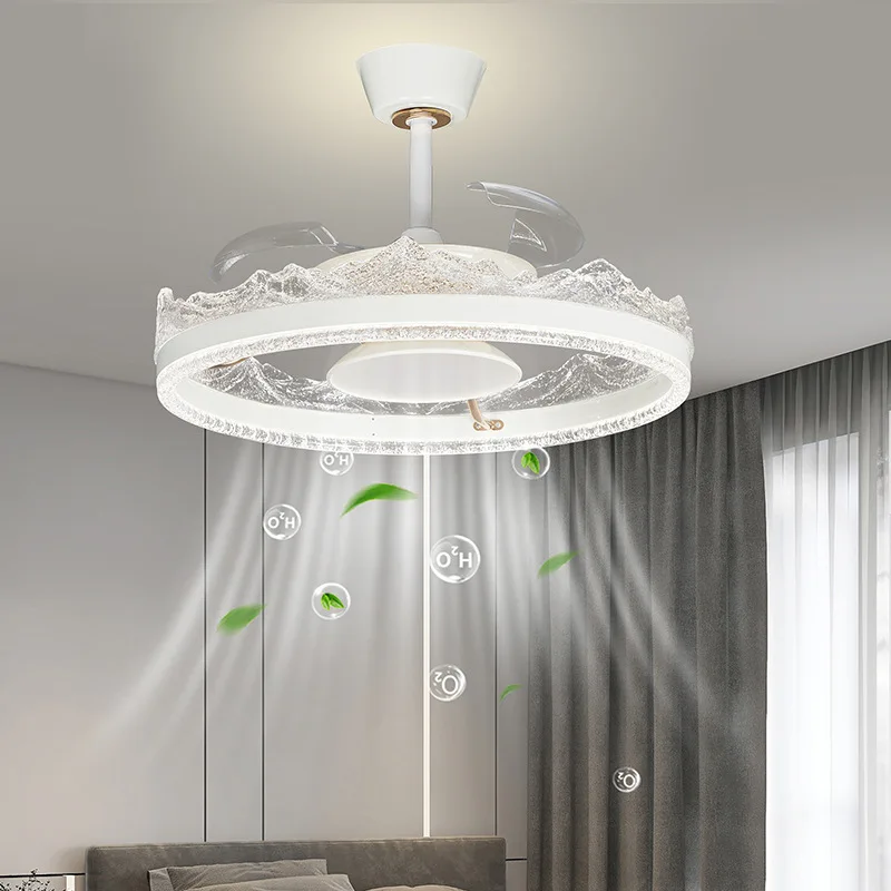 Modern Minimalist Ceiling Fan Lamps Circulating Air Kitchen Living Room Restaurant Pendant Lights Home Lighting Mute Chandelier