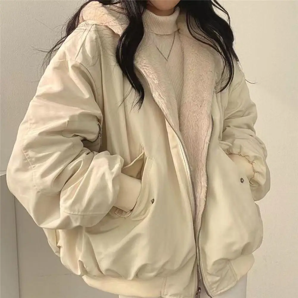 Women's Winter Coat Fleece Lined Reversible Parka Jacket Hooded Zip-Up Coat with Pockets Casual Warm Outerwear