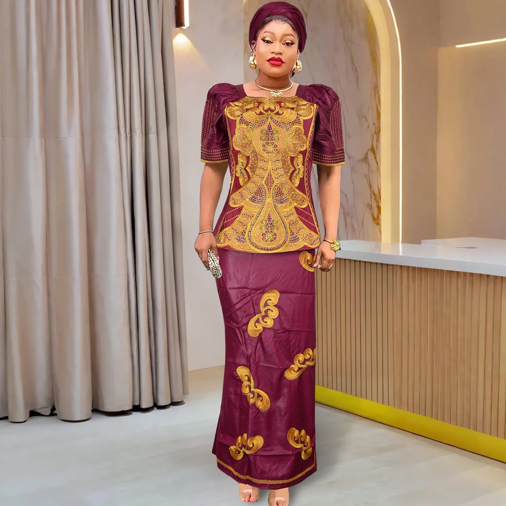 

MD African Clothing Dresses For Women Elegant Wedding Party Gown Ankara Dashiki Long Dress Roupas Bazin Riche Red Robes