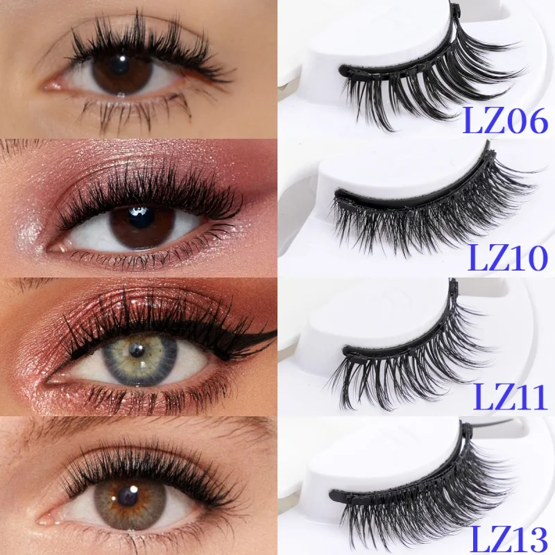 Magnetic Eyelash 1 Pair Natural Faux Mink False Eyelashes Set Fluffy Lashes With Magnetic Tweezers Reusable Lashes Makeup Tools