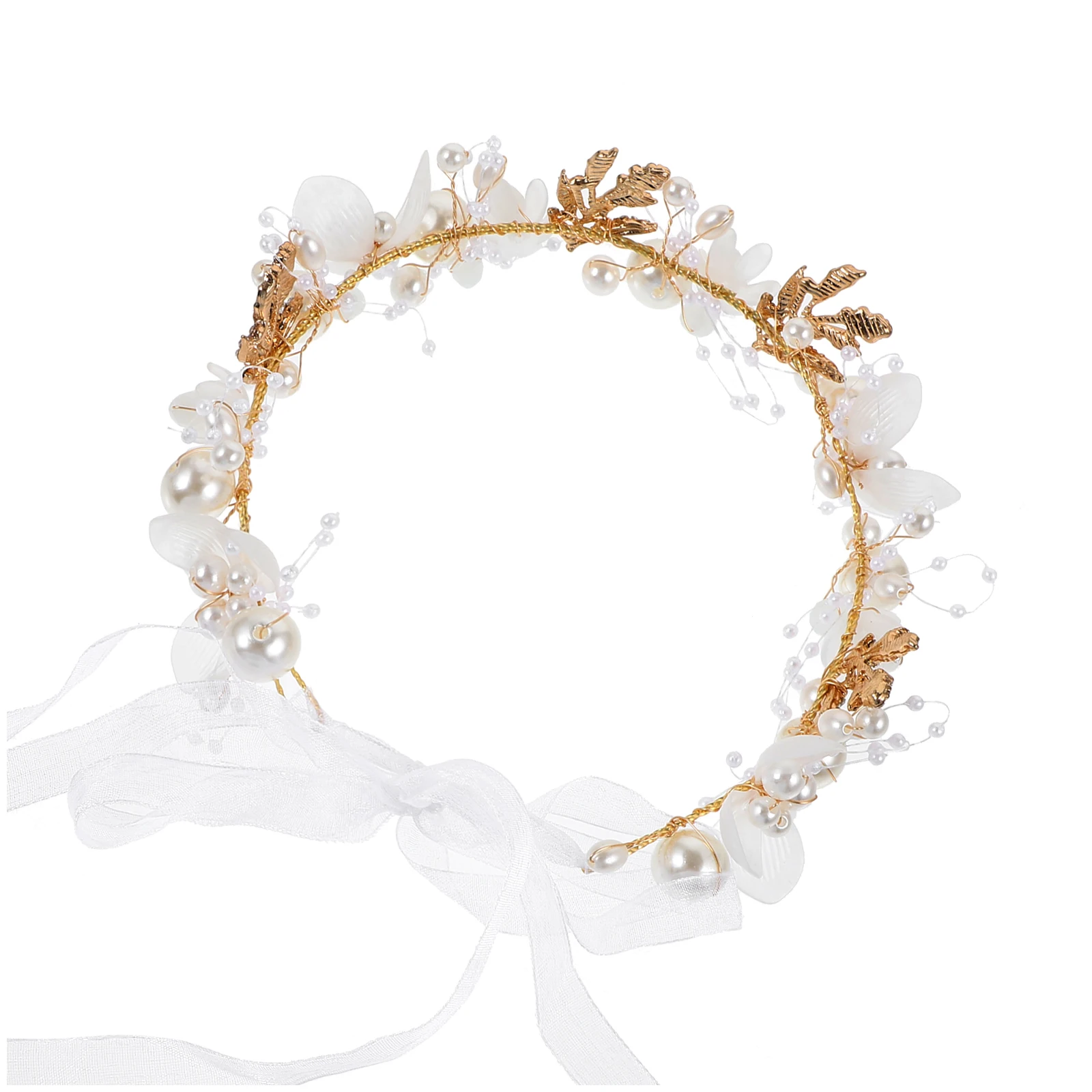 

Pearl Flower For Women Communion Wreath For Girls Girls Wedding Hair Crown Accessories Floral Tiara Beach Party Band Headpiece