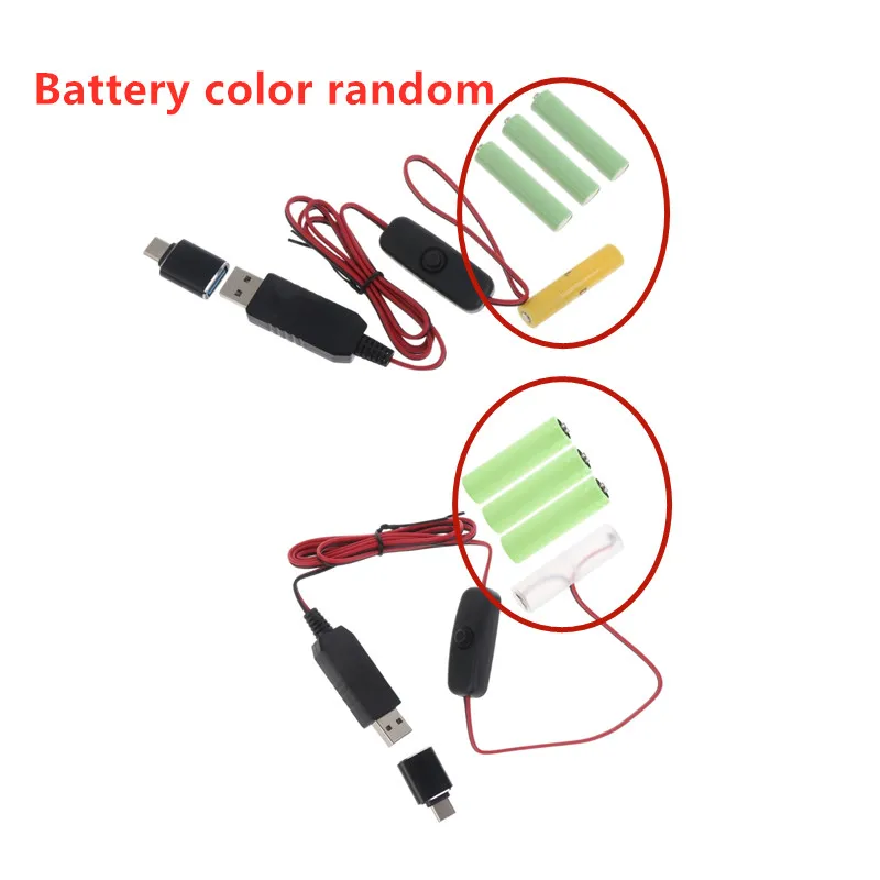 LR6 AA AAA แบตเตอรี่ Eliminator ประเภท C/USB สายเคเบิลเปลี่ยน1-4Pcs 1.5V AA AAA แบตเตอรี่สำหรับวิทยุ Kipas Angin Lampu LED ของเล่น
