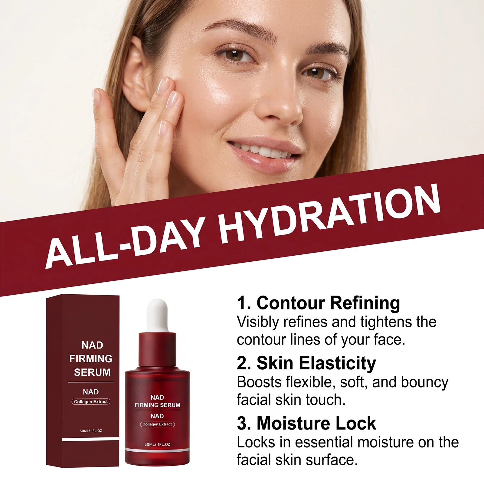 NAD Renewal Serum With Collagen Extract,Brighten Uneven Skin Tone Boosting Facial Radiance Revive Skin Elasticity Glowing Serum