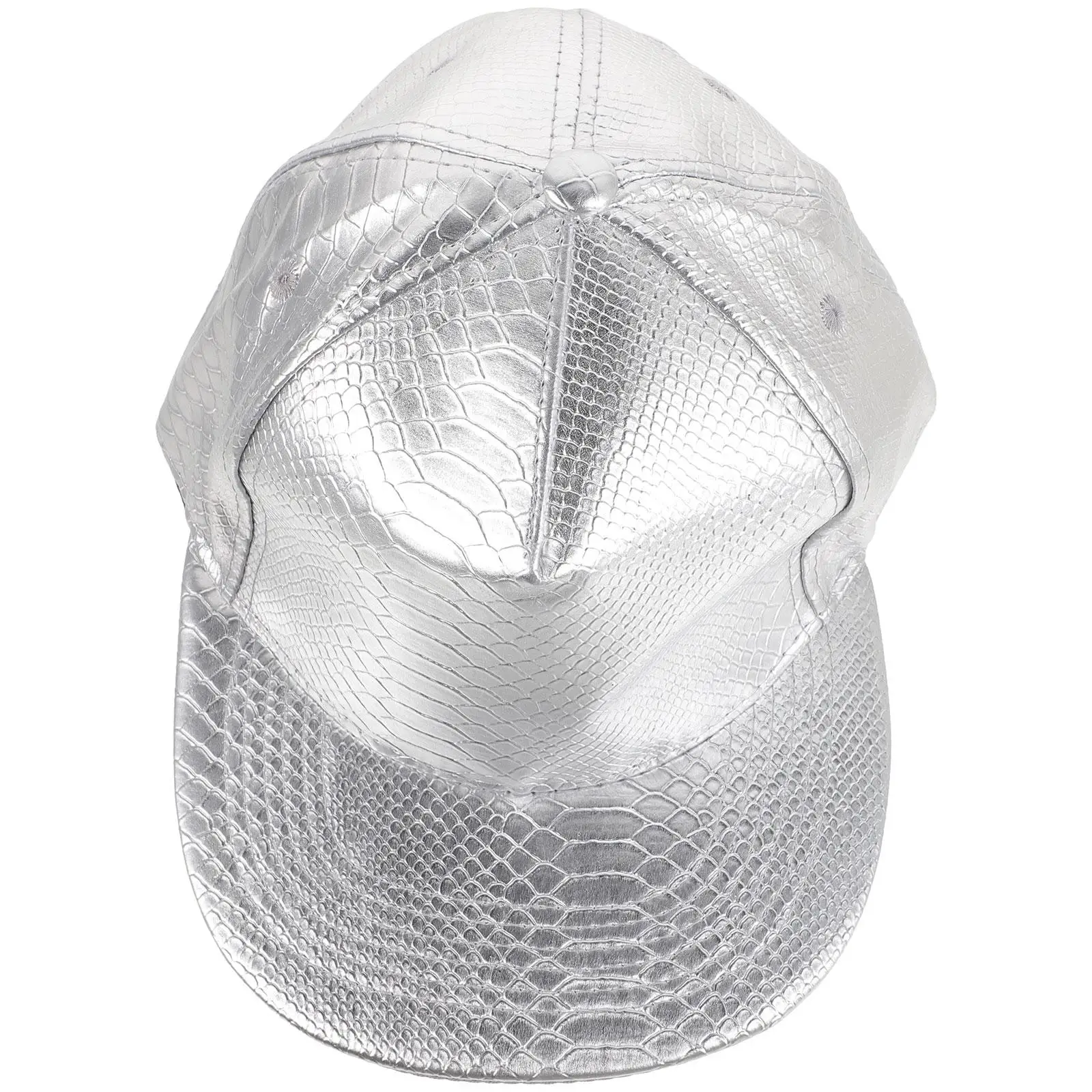 

Pattern Baseball Cap Silver PU Adjustable Snapback Hat 27x18x11cm Unisex Hip Hop Cap Lightweight