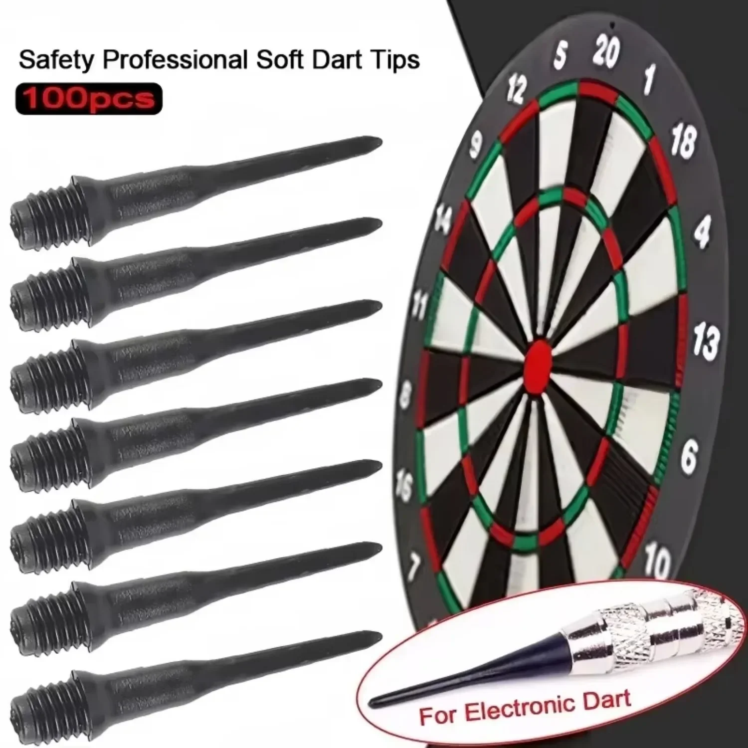 100 Pieces, Soft Tip Darts, Premium Plastic Tip Accessories, Special for Electronic Game