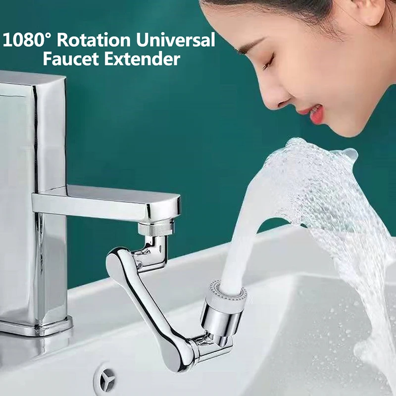 

New Universal 1080° Rotation Extender Faucet Aerator Plastic Splash Filter Kitchen Washbasin Faucets Bubbler Nozzle Robotic Arm