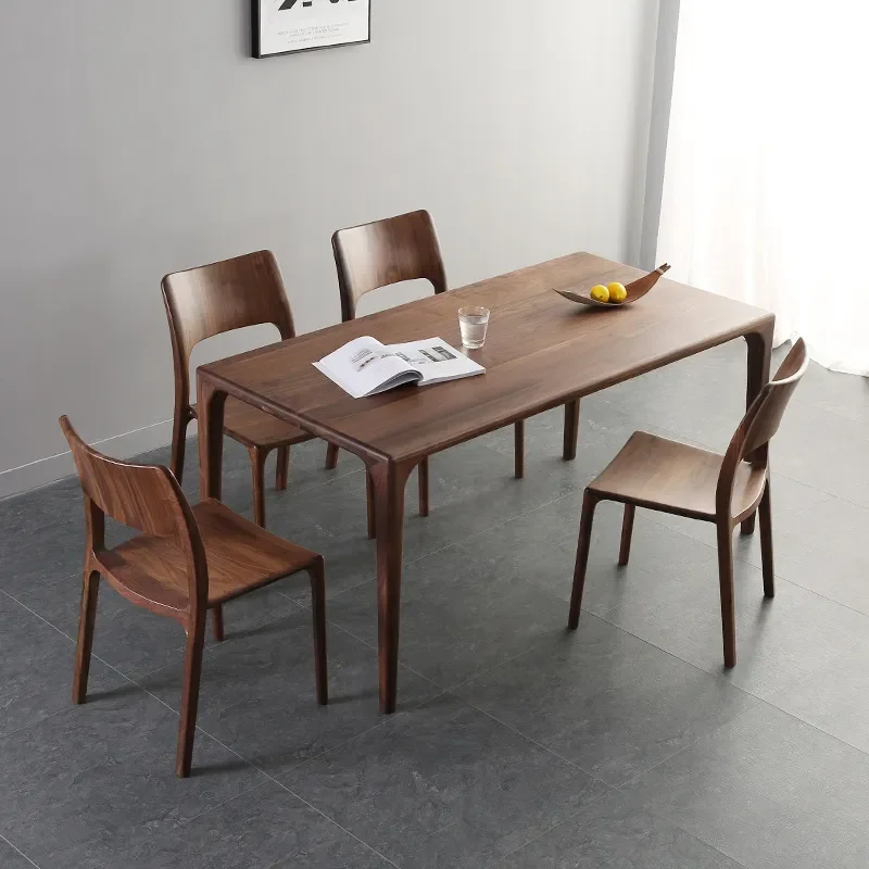 Nordic Solid Wood Dining Table Black Walnut White Oak Cherry Mortise Tenon Light Luxury Desk for Home Tea Room