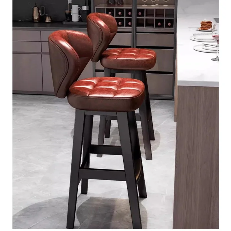 #Manufacturer Wholesale Simple High Bar Stool Home Island Light Luxury Stool Solid Wood Bar Stool Cashier Front Desk Bar Chair