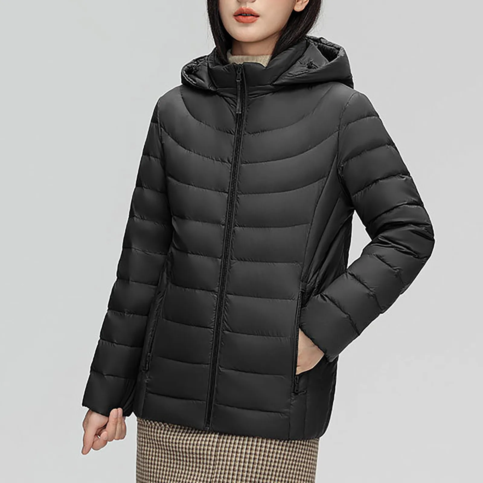 2024 Winter New Women Hooded Down Jacket High Quality Solid Color Warm Comfortable Coat Plus Size Puffer Parkas Female