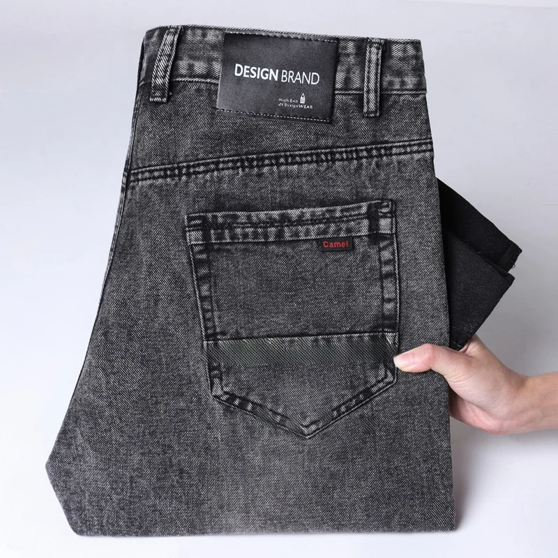 

Мужские джинсы с низкой посадкой, застежка-шнурок, неэластичная ткань, люксовый трендовый бренд, осень-зима, высококачественные джинсовые брюки из Гонконга