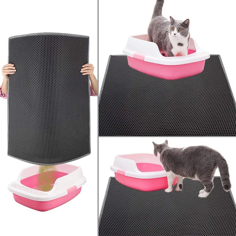 

Double layer filter cat litter mat EVA washable anti take out cats litter splash toilet mats large cat litter multiple styles