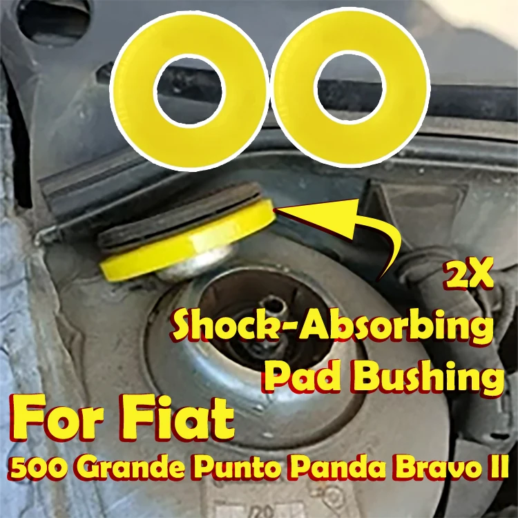 2X Shock-Absorbing Pad Car Front Hood Strut Top Rubber Mount Tower Protector Cover Cap For Fiat 500 Grande Punto Panda Bravo II