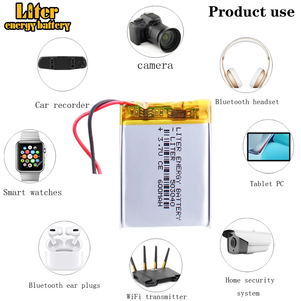 3.7V lithium polymer battery 503040 053040 Rechargeable Li-Po