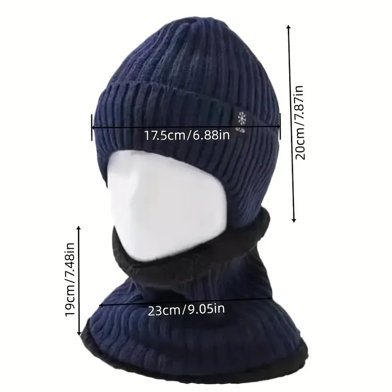 2 Pieces New Style Men's Middle-Aged and Elderly Knitted Hats with Padding and Thick Ear Guards - Old Man and Grandpa Wool Hats