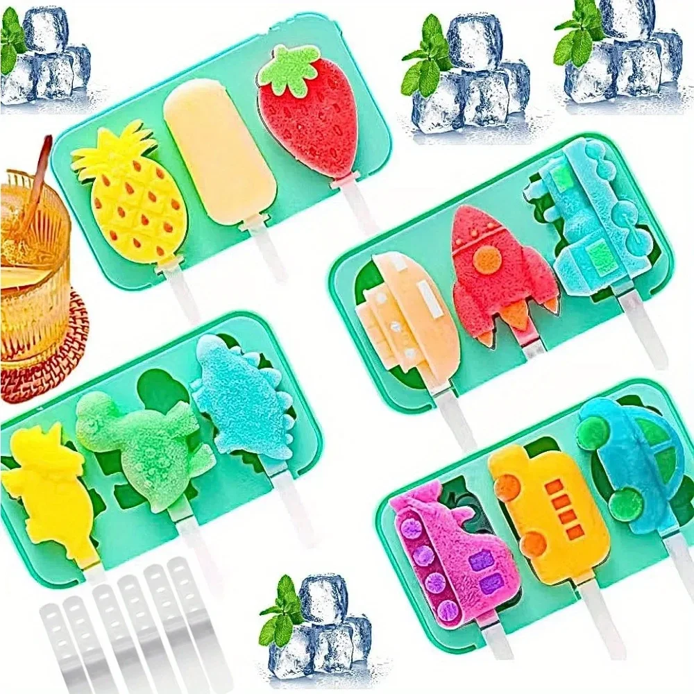 Colorful Reusables Silicone Ice Pop Mold with Sticks BPA-Free Frozen Popsicle Mold for Homemade Desserts Yogurt Juice Smoothies