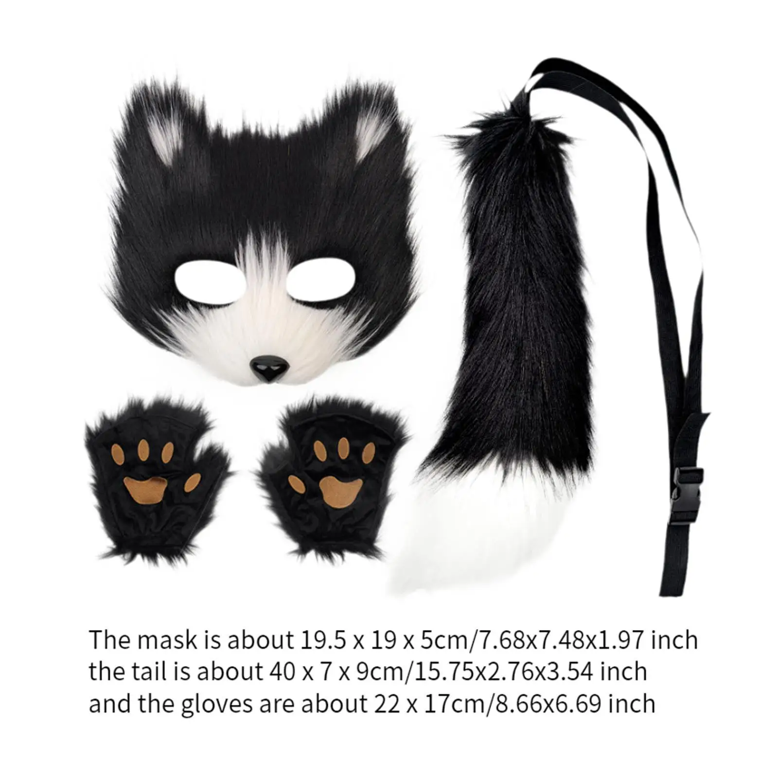 Set maschera e coda per animali Coda lunga per animali per spettacoli teatrali, ballo di fine anno