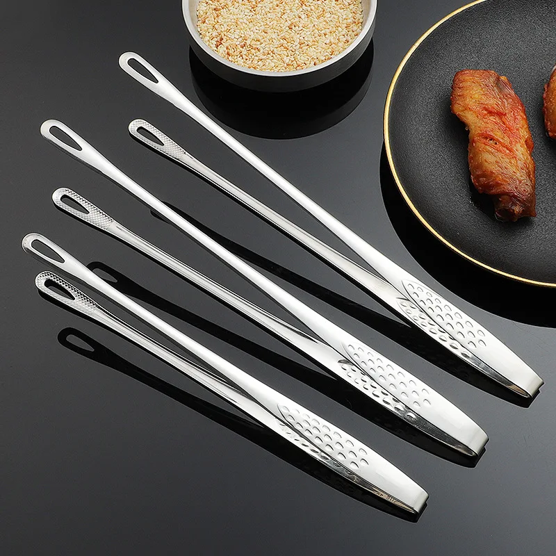 1Pcs 304 Stainless Steel Food Tongs Long Handle Non-Slip Barbecue Tongs Steak Tongs Kitchen Cooking Tools Kitchen Accessories