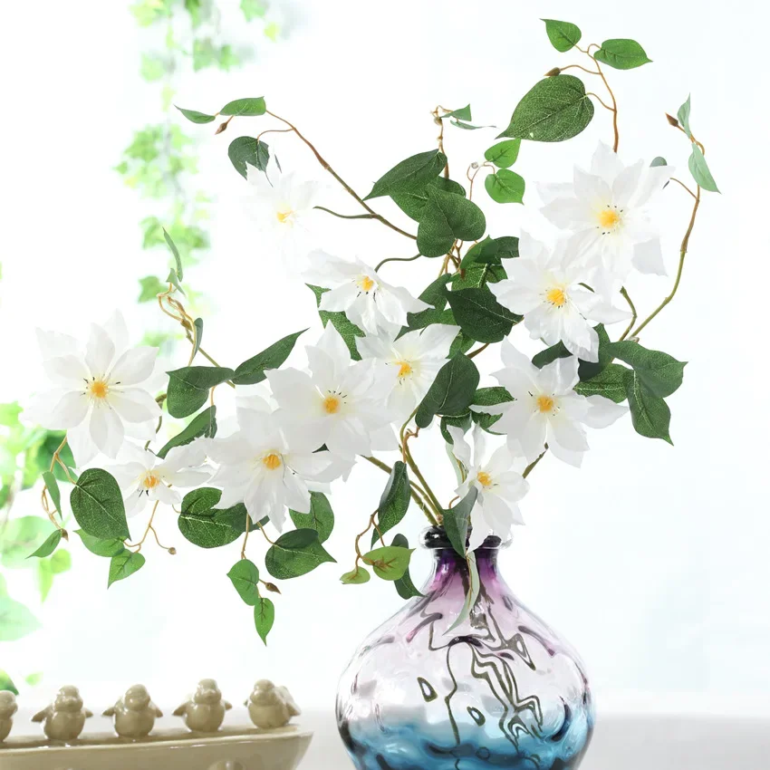 85cm Artificial Clematis Floral Vintage Silk Flowers Branches For Home Wedding Party Decoration Fake Flowers