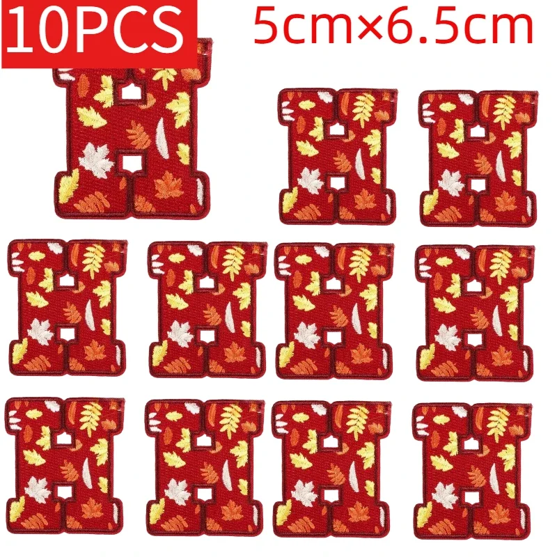 Lots of Thanksgiving Theme Embroidery Patches 26 English Letter Patch Set of Pumpkin Autumn Harvest Wholesale Ironing 10PCS