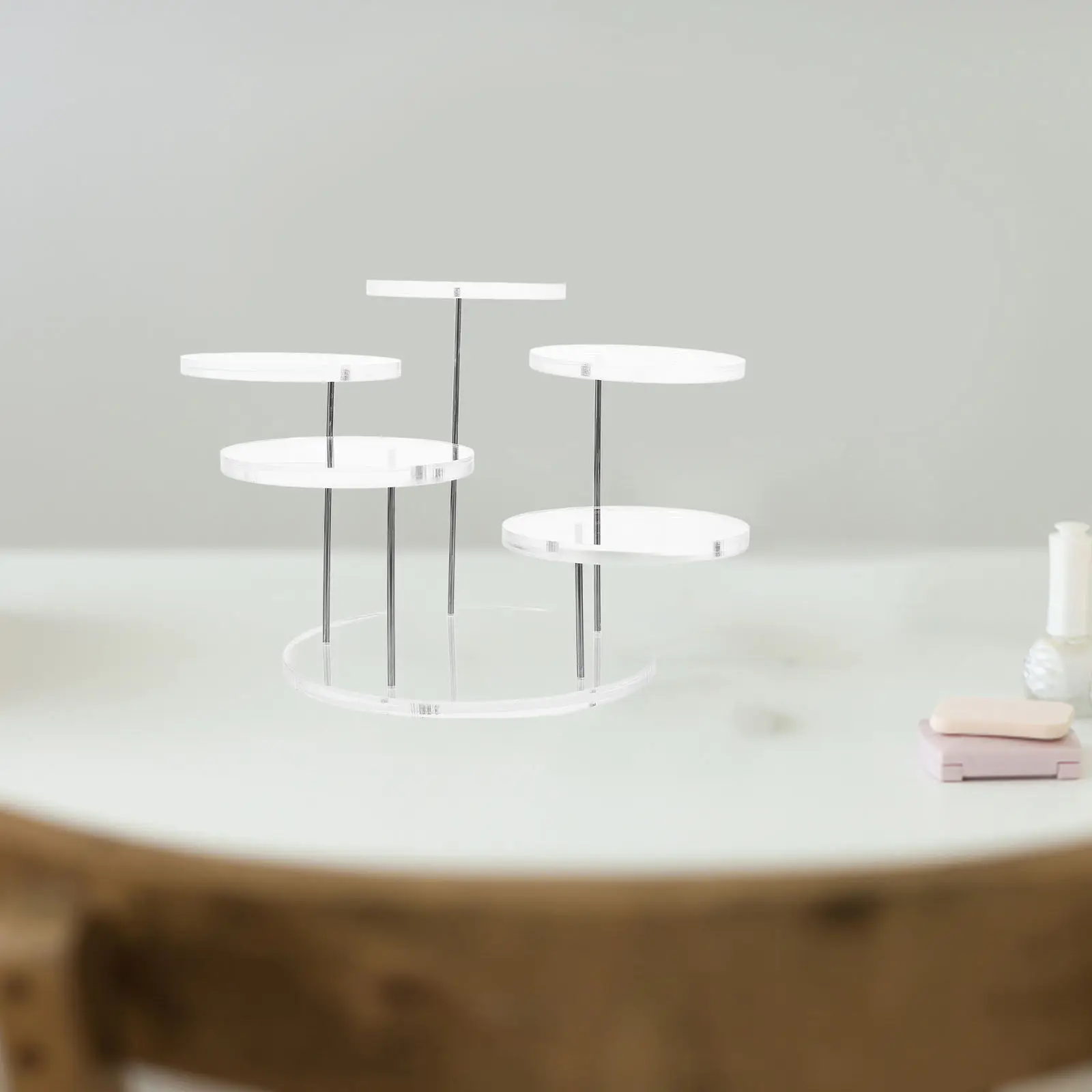 

Jewelry Display Stand Clear Round Acrylic Riser Desktop Ring Holder Multi Layer Organizer Display Shelf Riser Pedestal Stand